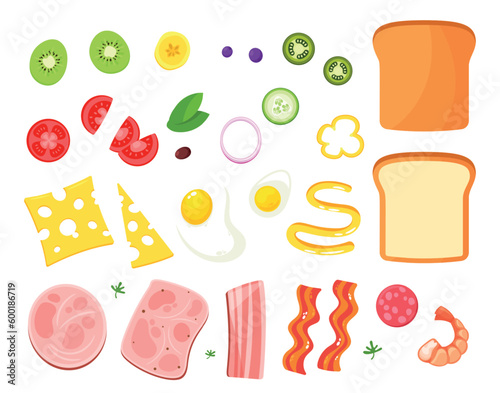 Sandwich Constructor Set Includes Variety Of Tasty Fillings Such As Ham, Cheese, Lettuce And Tomato, Cucumber, Eggs