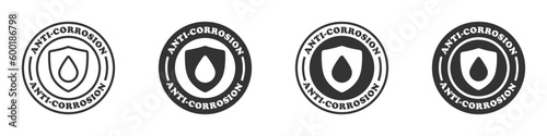Anti-corrosion icon set. Round badges with lettering. Vector illustration.