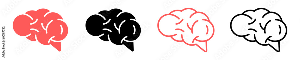Set of human brain vector icons. Internal organ. Intellect, think, memorize symbol. Vector 10 Eps. Set of human brain vector icons. Internal organ. Intellect, think, memorize symbol. Vector 10 Eps.