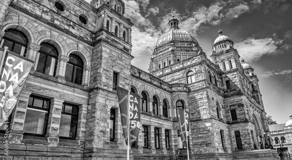 Vancouver Island, Canada - August 15, 2017: British Columbia Parliament Buildings in Victoria. Vancouver Island, Canada - August 15, 2017: British Columbia Parliament Buildings in Victoria.