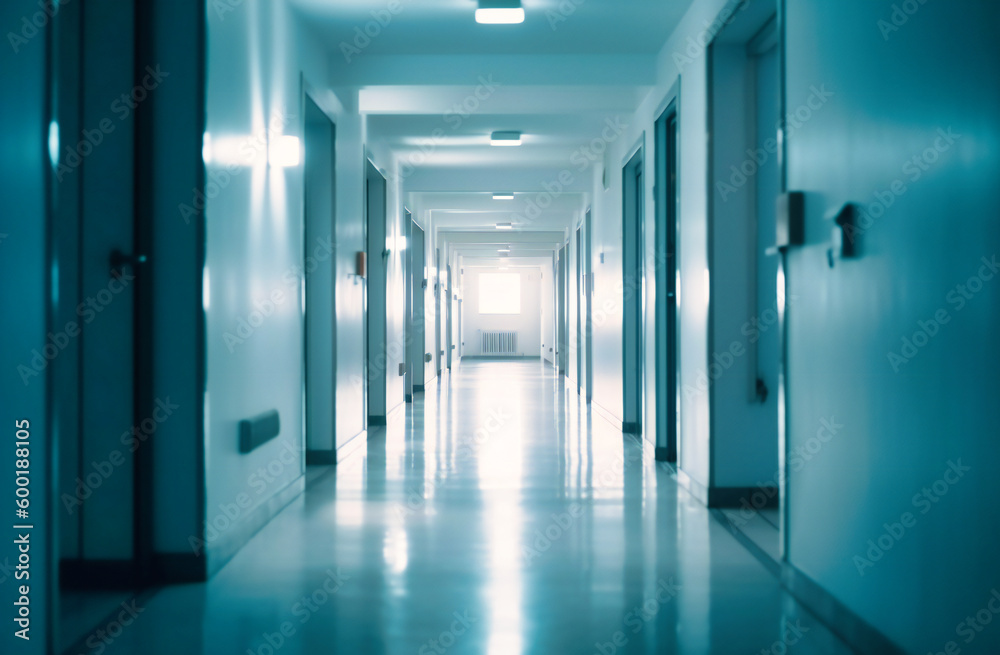blurry image of corridor in white hospital clinic blurry image of corridor in white hospital clinic