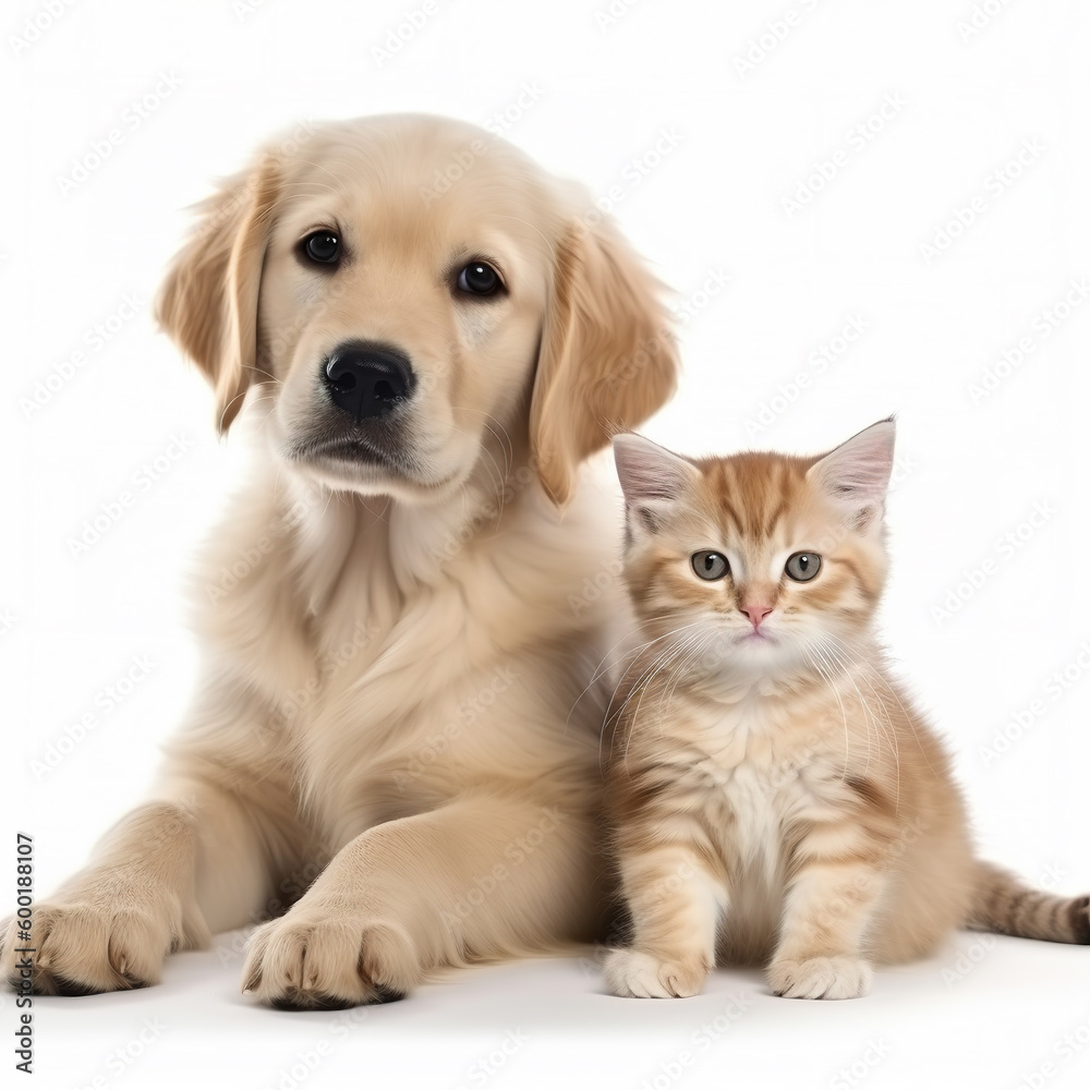 A dog and a cat sitting next to each other created with Generative AI technology A dog and a cat sitting next to each other created with Generative AI technology