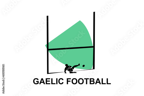 Gaelic fottball sport vector line icon. an athlete playing gaelic football.