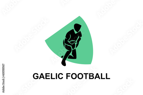 Gaelic fottball sport vector line icon. an athlete playing gaelic football.