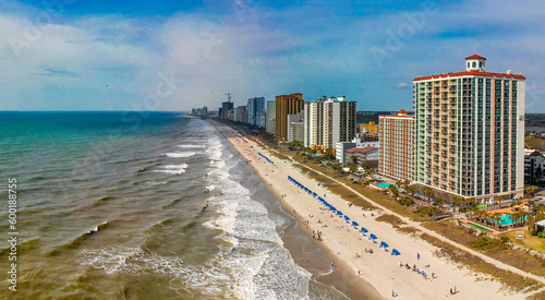 Myrtle Beach from drone, South Carolina. City and beach view at dusk © jovannig