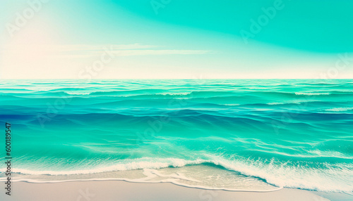 summer beach background with blue sea. High quality illustration Generative AI