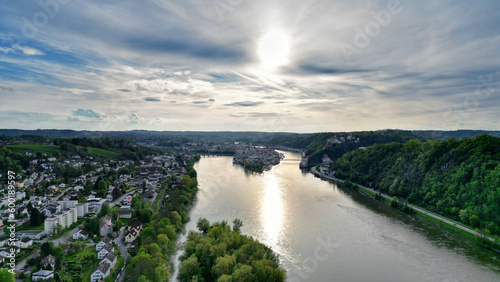 Passau  Deutschland  Die Halbinsel von oben