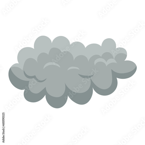 Grey cloud. Drawing of rain or thunder cloud isolated on white background. Weather, summer or autumn concept