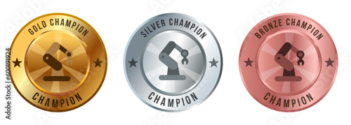 gold silver bronze medal robotic machine mechanical industry automation competition championship prize best winner contest award