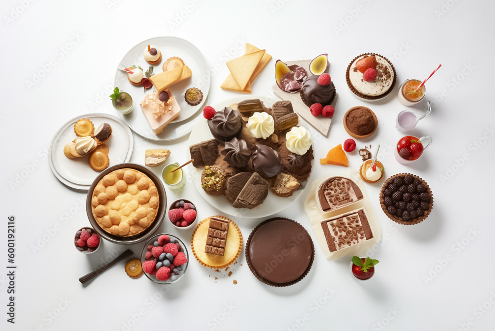 A tower of delectable treats resembling a castle, with a perfect combination of various desserts. Indulge in cakes, waffles and many type of dessert in picture, generative AI. A tower of delectable treats resembling a castle, with a perfect combination of various desserts. Indulge in cakes, waffles and many type of dessert in picture, generative AI.
