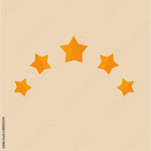 Customer Review five flat Stars. Best Customer rating feedback Cute Cartoon concept from client about employee of website  Full Vector 