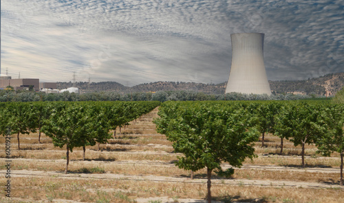 Wallpaper Mural Nuclear power plant on the Rio Ebro in Spain with a cooling tower in a nice landscape Torontodigital.ca