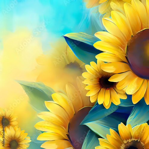 Abstract sunflower. Generative AI.