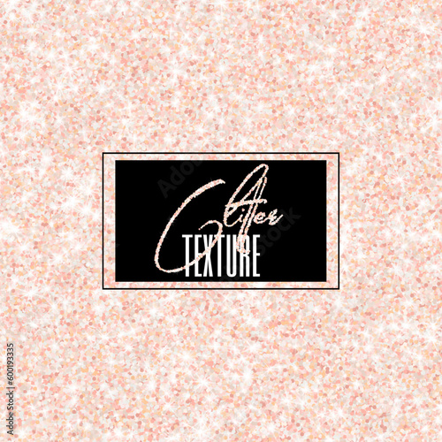 High resolution rose champagne glitter texture. Shimmer and shining rich soft pink vector background for festive design, selebration and decoration.