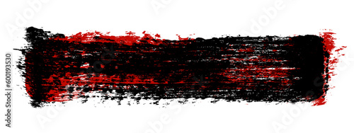 Black and red brush stroke ink isolated on white. Panoramic background. Wide horizontal long banner. Grunge design element. Vector illustration, Eps 10.