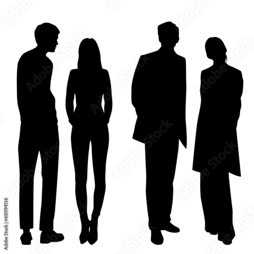 Wallpaper Mural Vector silhouettes of  men and a women, a group of standing   business people, profile, black  color isolated on white background Torontodigital.ca