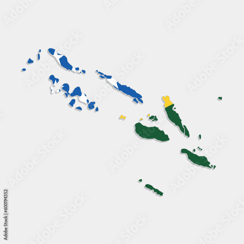 solomon islands map with flag on gray background