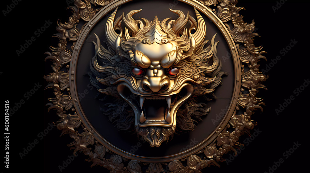 Fototapeta premium Golden Chinese Mythical Dragon 