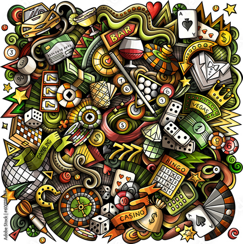 Casino detailed cartoon illustration