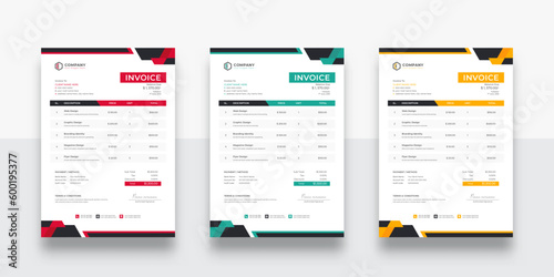 Modern and creative business invoice template. creative invoice Template Paper Sheet Include Accounting, Price, Tax, and Quantity. (ID: 600195377)