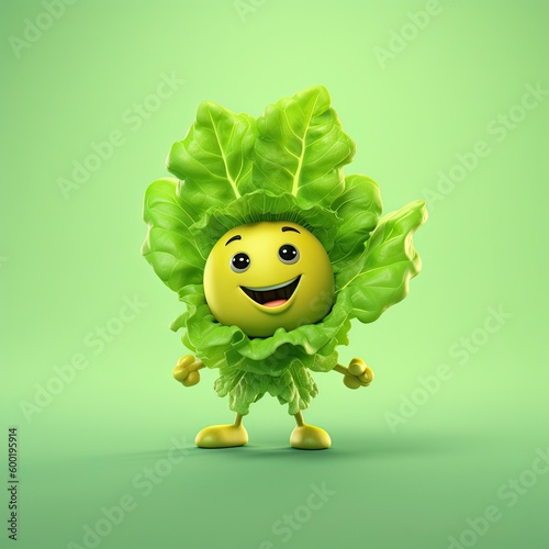 Cute Cartoon Lettuce Charac...