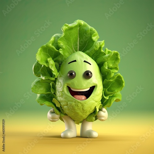 Cute Cartoon Lettuce Charac...