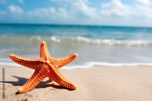 starfish and shells on the beach  generative ai