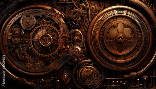classic background with steampunk-style mechanisms. High quality illustration Generative AI
