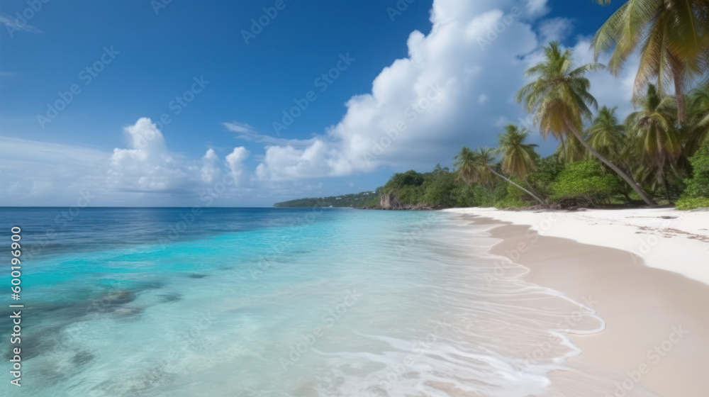 Serene Caribbean Beach Paradise. Generative AI