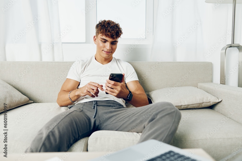 man holding sofa young text online couch modern cyberspace mockup home curly cell man holding sofa young text online couch modern cyberspace mockup home curly cell