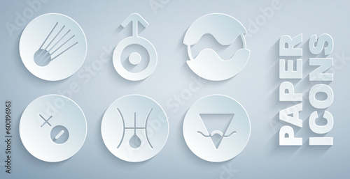 Set Symbol Uranus, Planet, Venus symbol, Earth element, and Comet icon. Vector
