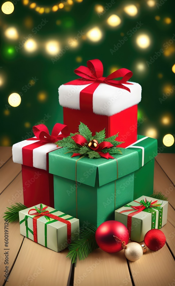 Obraz premium christmas gift boxes created with Generative AI technology