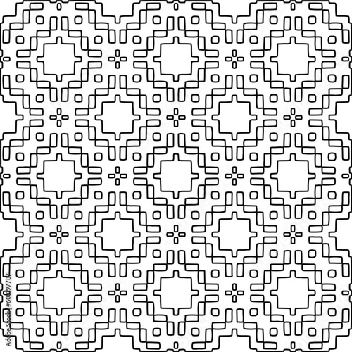 Geometric pattern of lines. Black and white pattern for web page, textures, card, poster, fabric, textile.