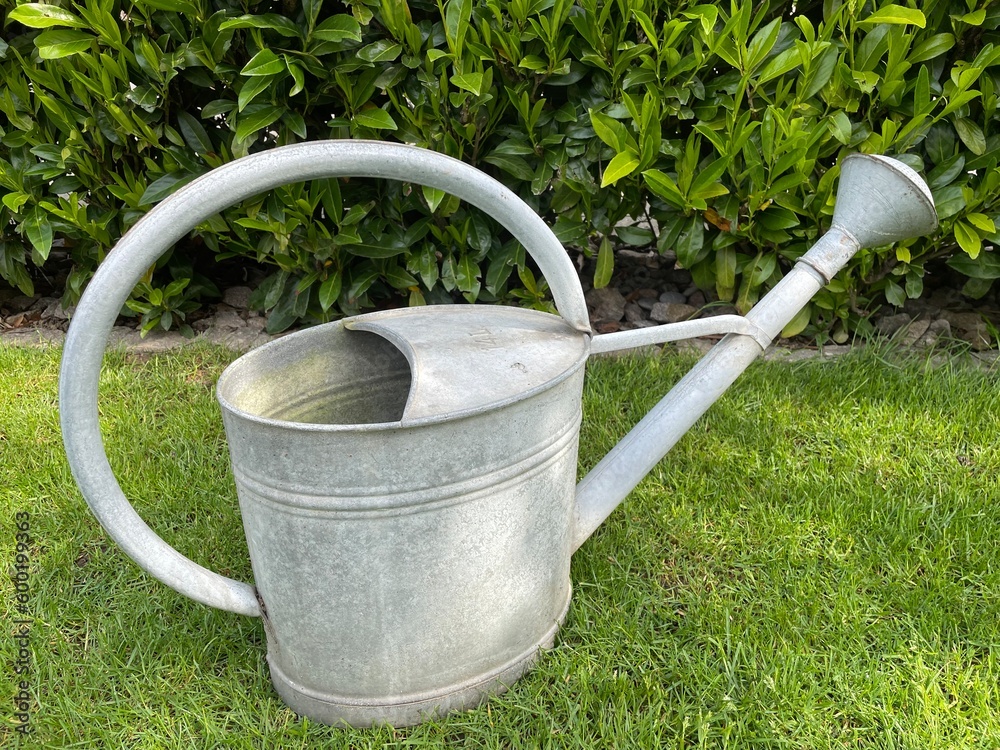 Giesskanne- Gartenbewässerung im heissen Sommer Giesskanne- Gartenbewässerung im heissen Sommer