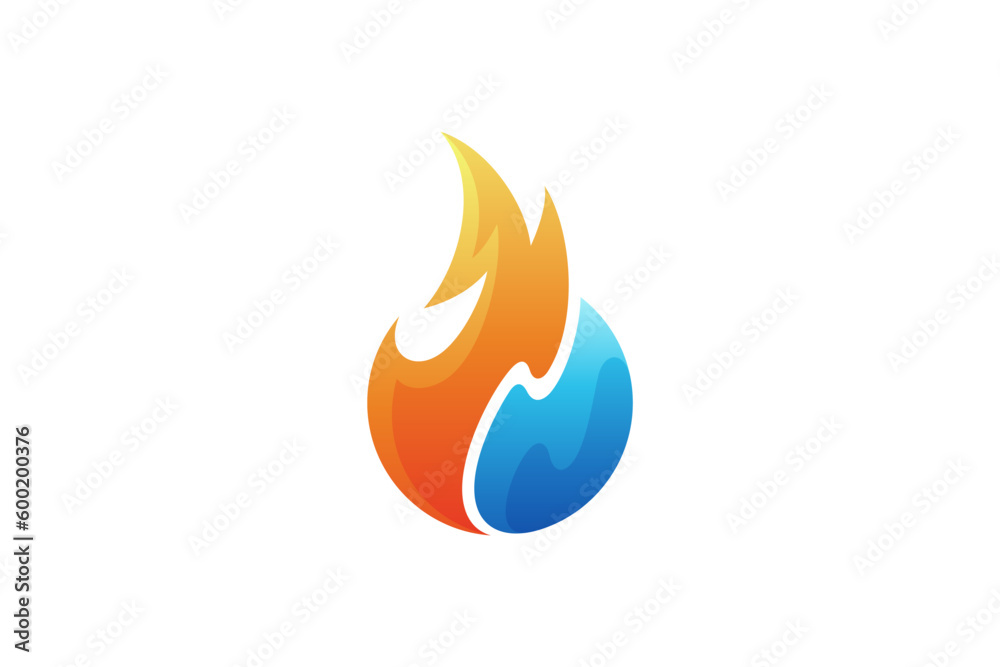Fire logo design style with water combination