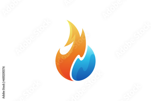 Fire logo design style with water combination