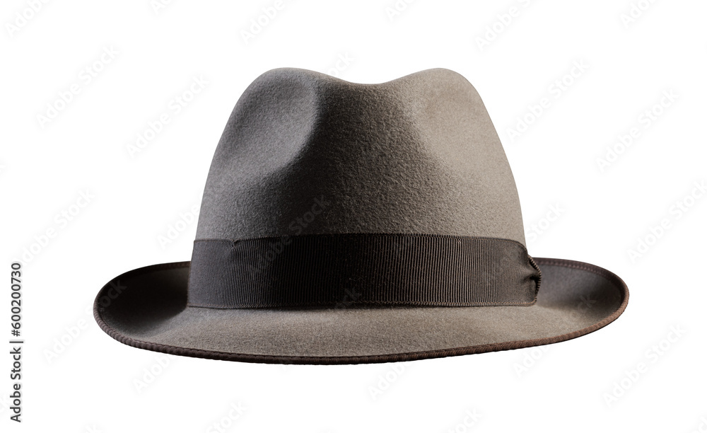 Brown Vintage hat isolated on white background - obrazy, fototapety, plakaty 