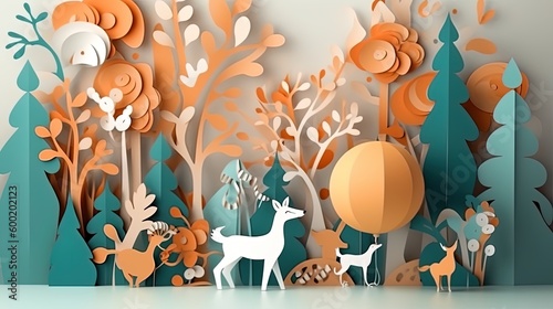 3d paper cut invitation card paper cut style for happy birthday party  illustration.