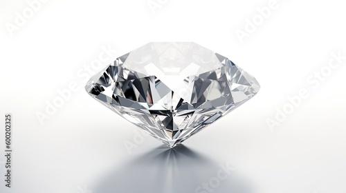 Large Clear Diamond with reflection Dazzling diamond on white background.