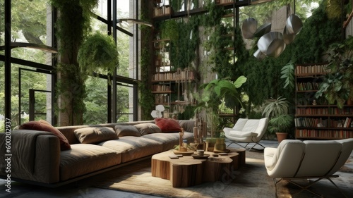 Biophilic interior design living room