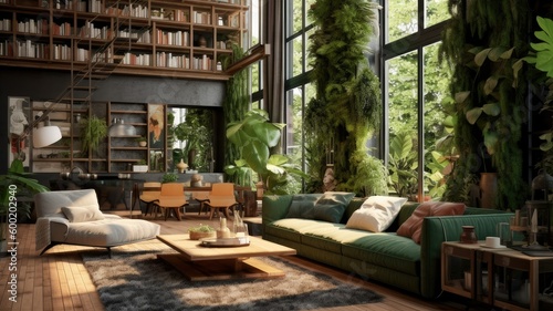 Biophilic interior design living room
