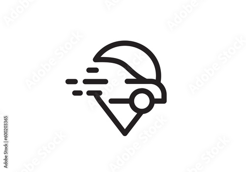 pin car logo design. online transportation symbol icon vector
