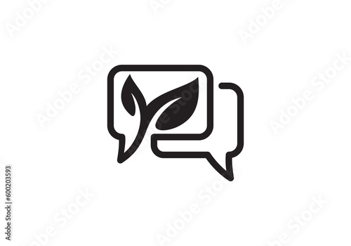 leaf talk logo. online chat logo communication concept symbol icon design.