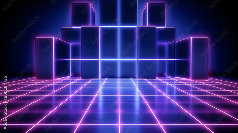 An abstract, minimal neon background with a glowing line was created - generative ai. An abstract, minimal neon background with a glowing line was created - generative ai.