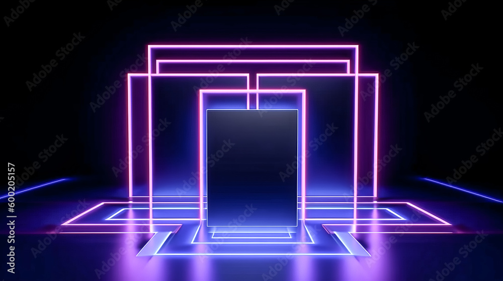 An abstract minimal neon background with a glowing line was generated by AI. - generative ai An abstract minimal neon background with a glowing line was generated by AI. - generative ai