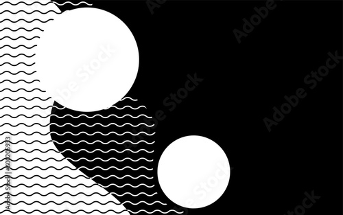 Abstract geometric black and white curves and wave shapes