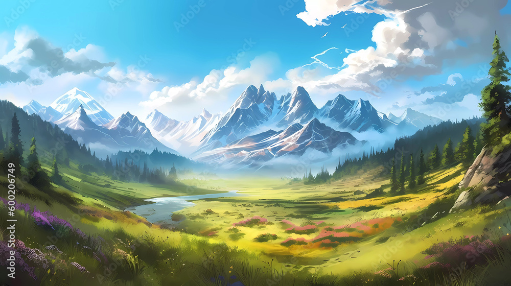 Hand drawn cartoon beautiful landscape illustration
Hand drawn cartoon beautiful landscape illustration