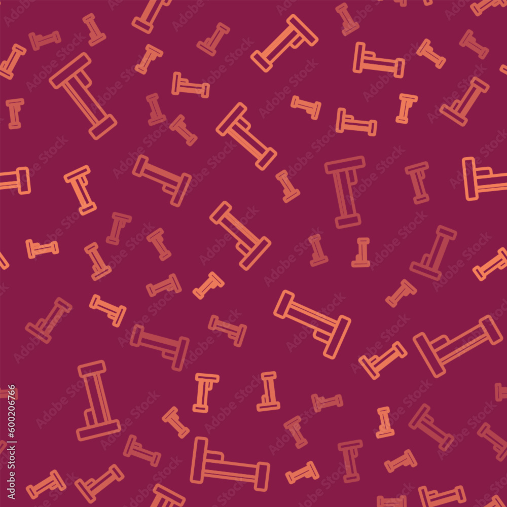Brown line Bed icon isolated seamless pattern on red background. Vector Brown line Bed icon isolated seamless pattern on red background. Vector