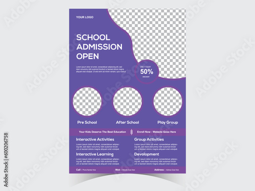 School admission flyer design set.Flyer brochure cover template for Kids back to school education admission layout design. vector illustration.


