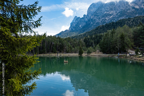 Fototapeta Naklejka Na Ścianę i Meble -  Völser Weiher lake in South Tyrol